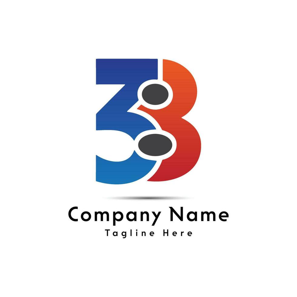 3b brev logotyp design ikon vektor