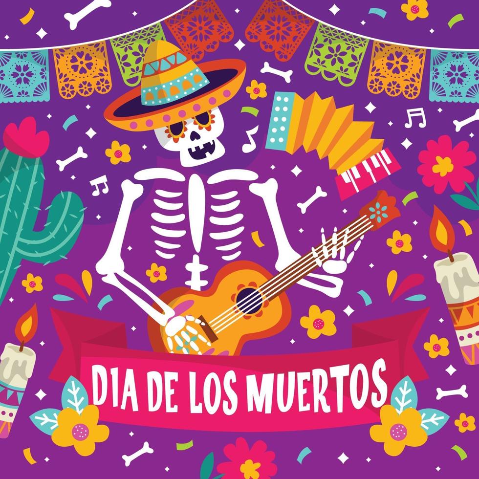 dia de los muertos färgglada doodle koncept vektor