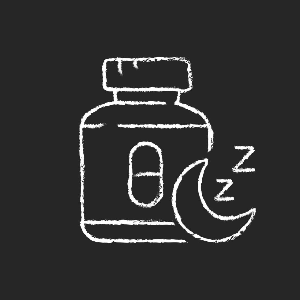 piller för sömnlöshet krita vit ikon på mörk bakgrund vektor