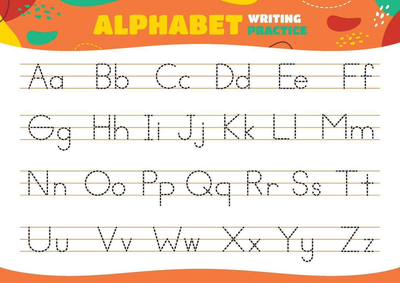 alfabet spårande kalkylblad för barn vektor