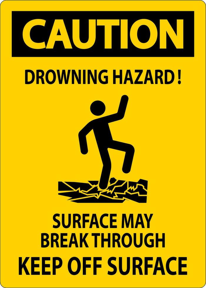 Warnung Zeichen Ertrinken Gefahr - - Oberfläche kann brechen durch, behalten aus Oberfläche vektor