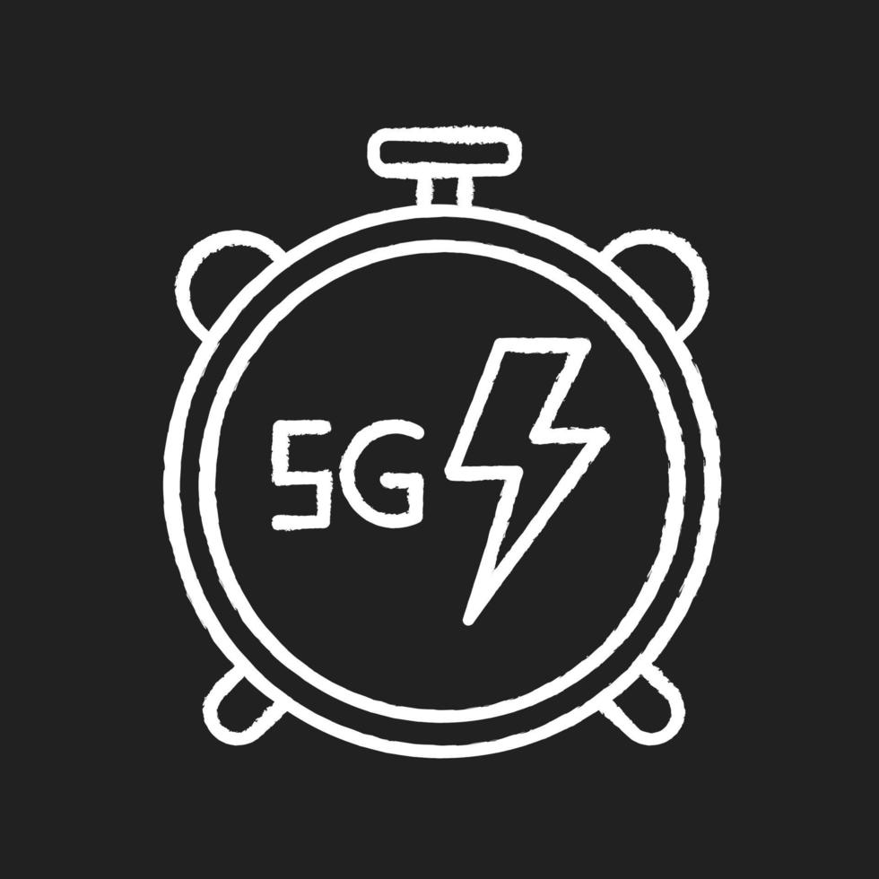 5g Stoppuhr Kreideweißes Symbol auf schwarzem Hintergrund vektor