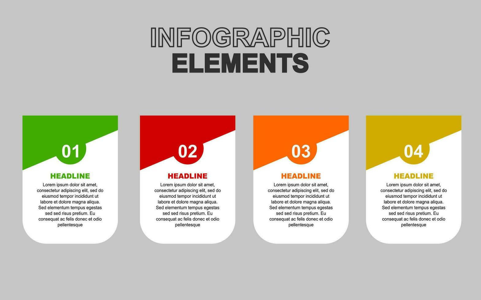 Infografik Vorlage mit 4 bunt Schritte zum Präsentationen, Geschäft und Plakate. vektor