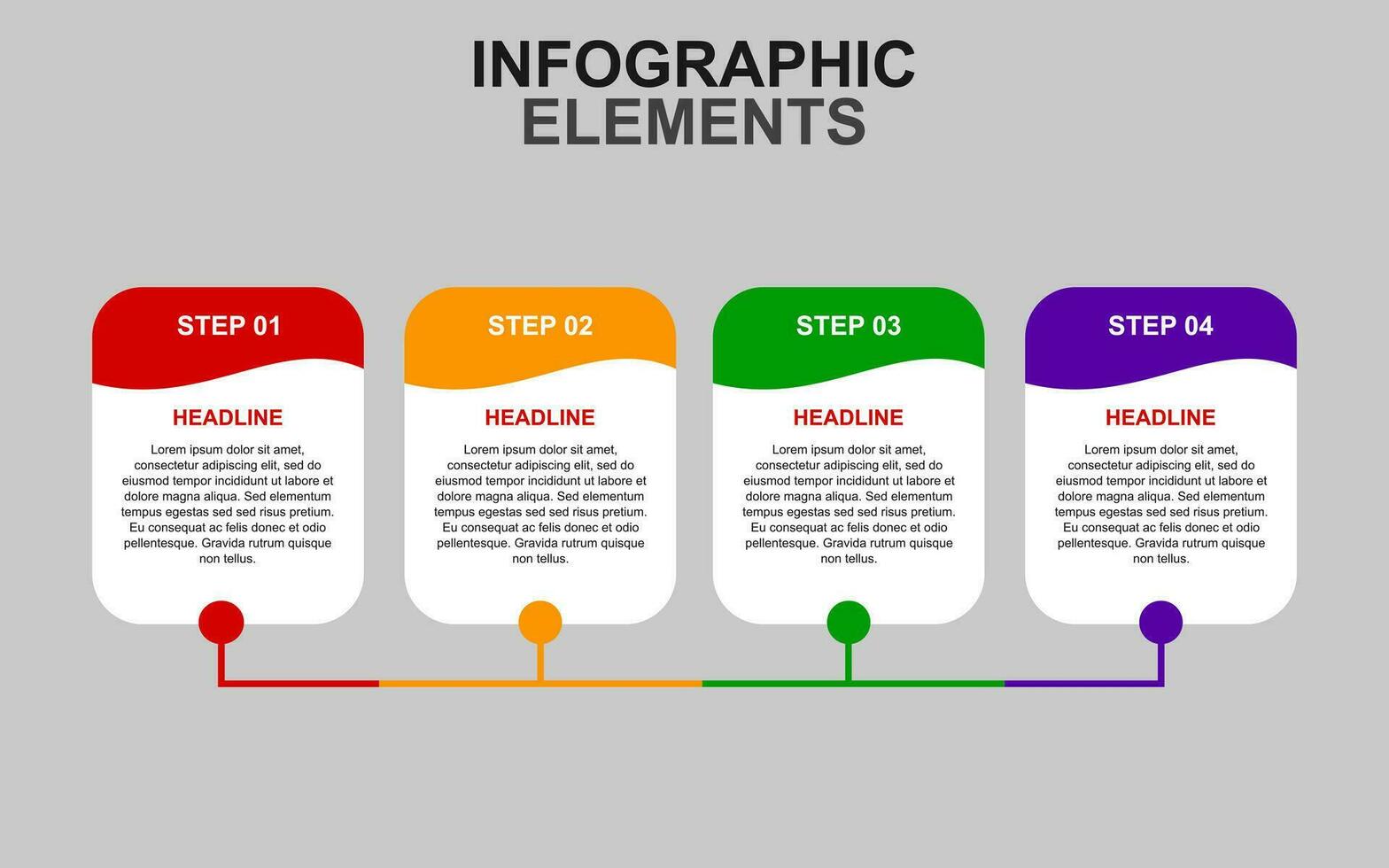 infographic mall med 4 färgrik steg för presentationer, företag och affischer. vektor