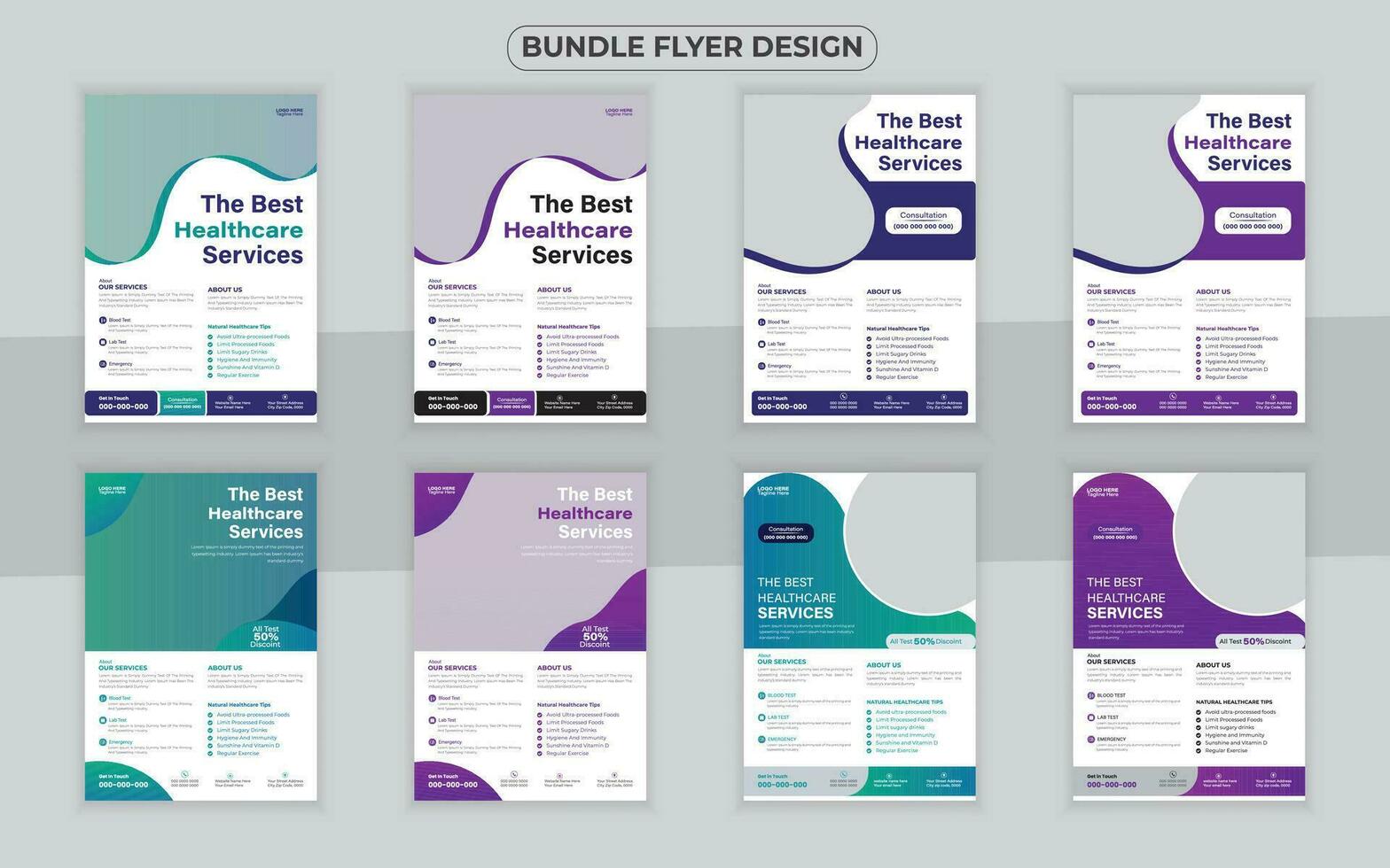 medicinsk bunt flygblad design mall och sjukhus flygblad uppsättning, företags- varumärke, medicinsk broschyr vektor