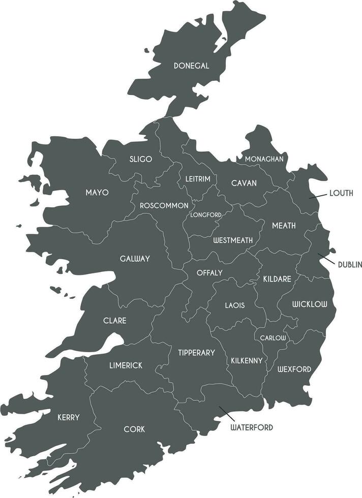 Vektor Karte von Irland mit Landkreise und administrative Abteilungen. editierbar und deutlich beschriftet Lagen.