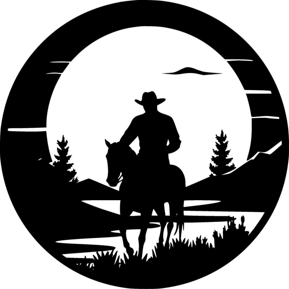 Western - - schwarz und Weiß isoliert Symbol - - Vektor Illustration