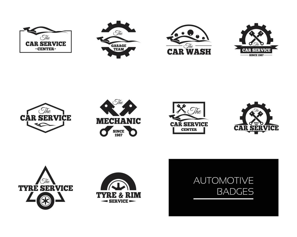 uppsättning bilmekaniker -logotypmärken vektor