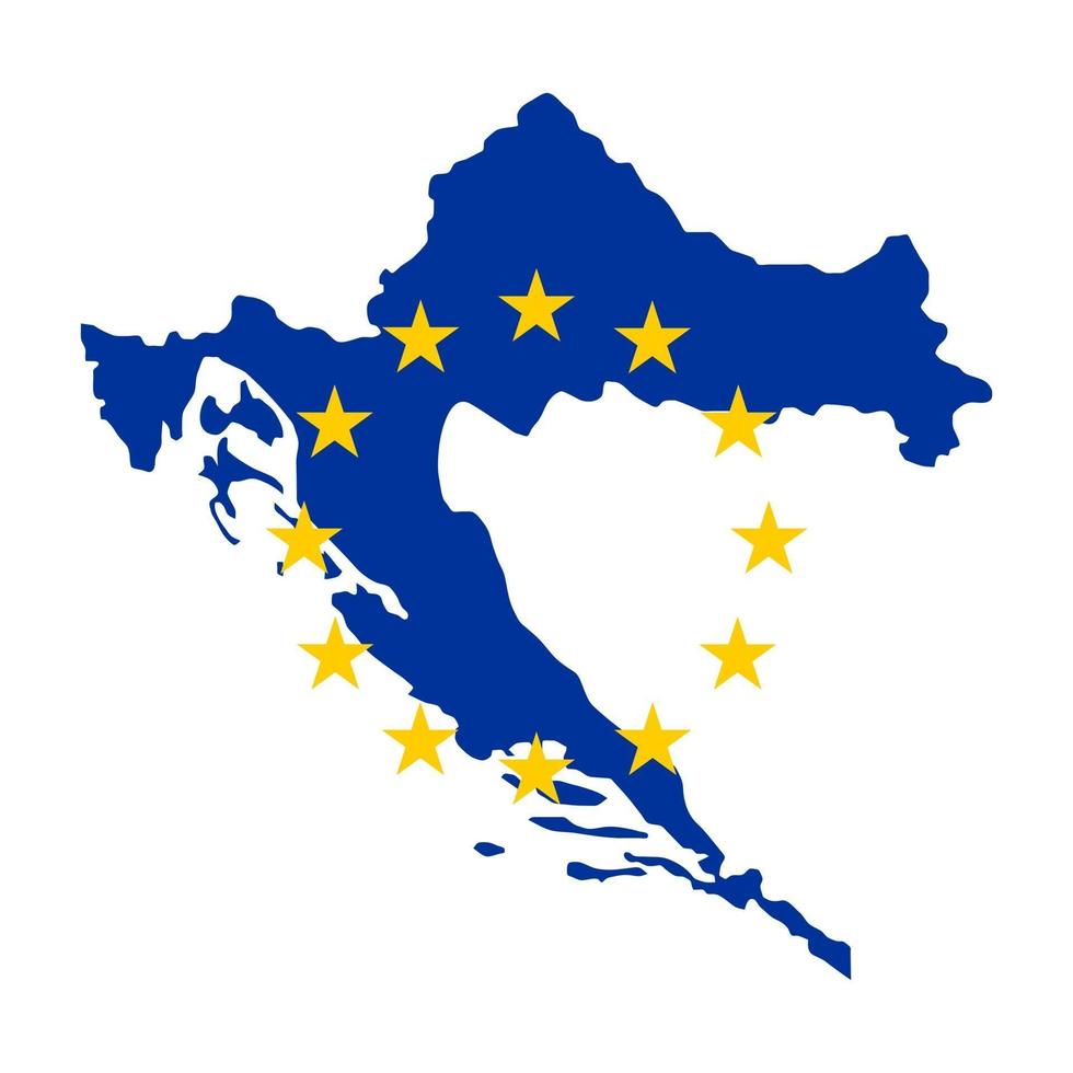 karta över Kroatien med Europeiska unionens flagga isolerad på vit bakgrund. vektor