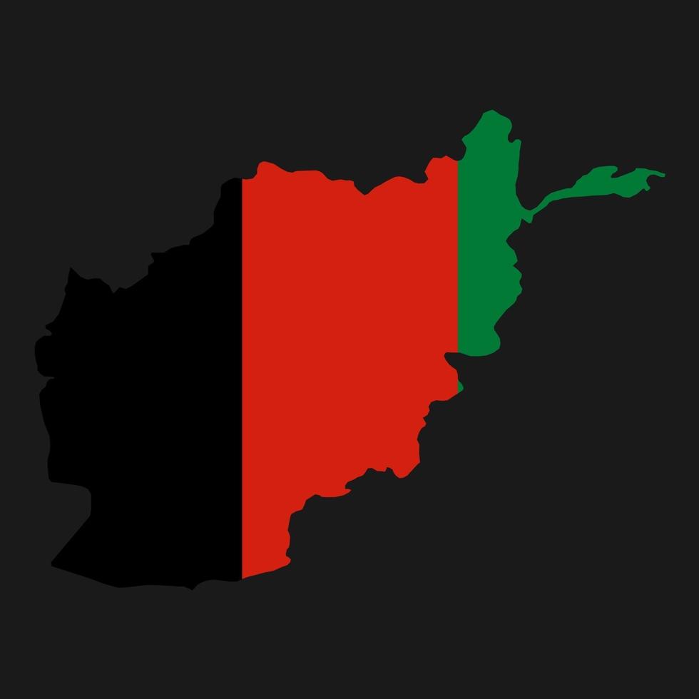 afghanistan karte silhouette mit flagge auf schwarzem hintergrund vektor