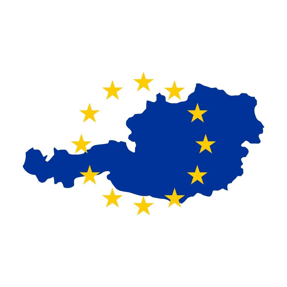 karta över Österrike med Europeiska unionens flagga isolerad på vit bakgrund. vektor