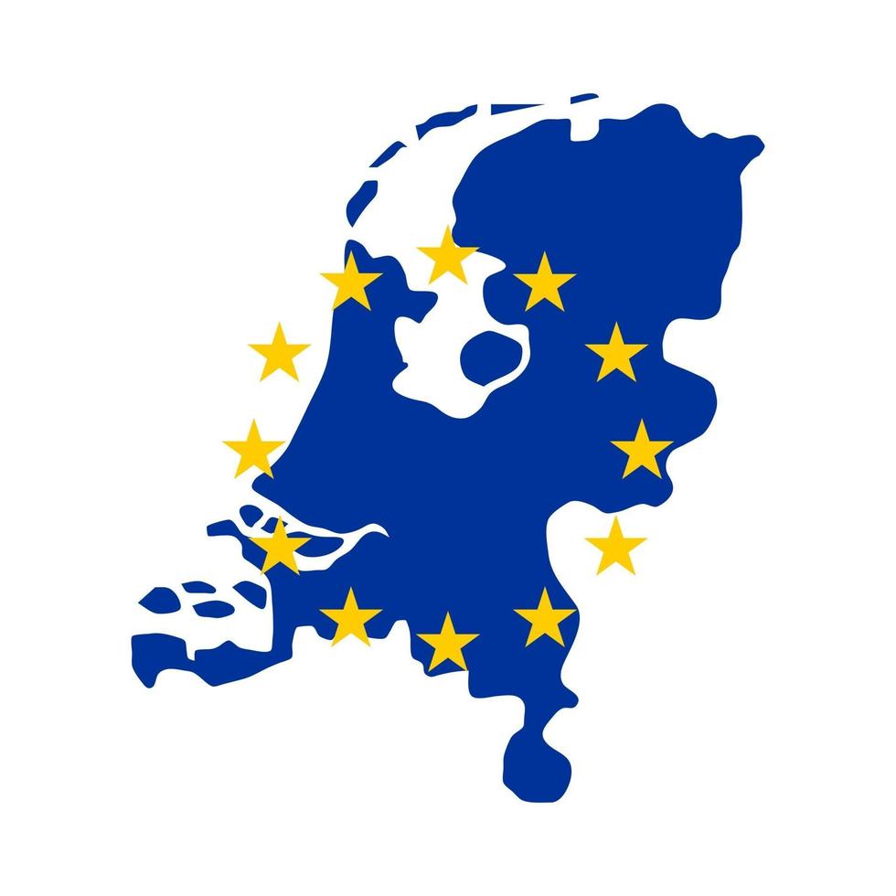 karta över nederländerna med Europeiska unionens flagga vektor