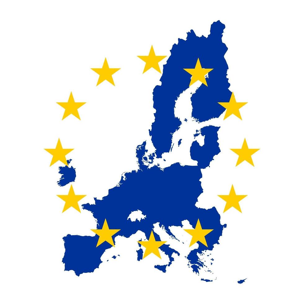hochwertige europakarte mit flagge auf weißem hintergrund vektor