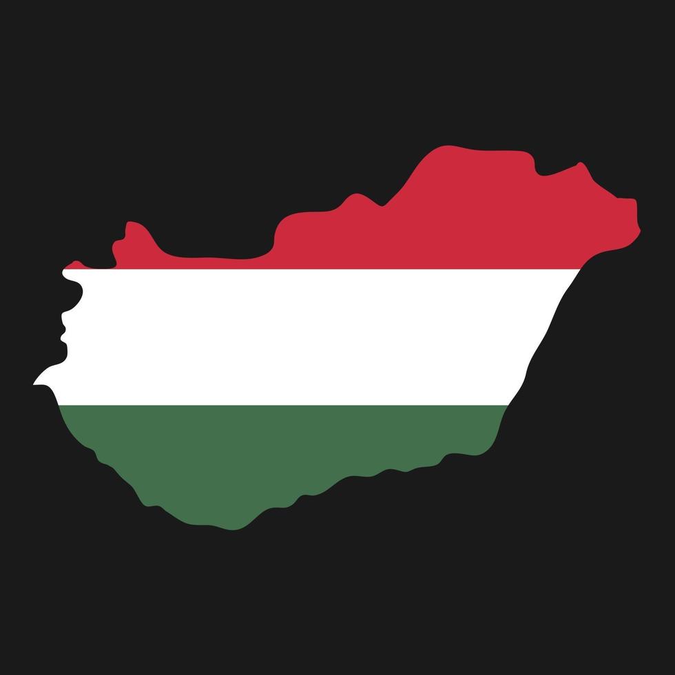 Ungarn Karte Silhouette mit Flagge auf schwarzem Hintergrund vektor