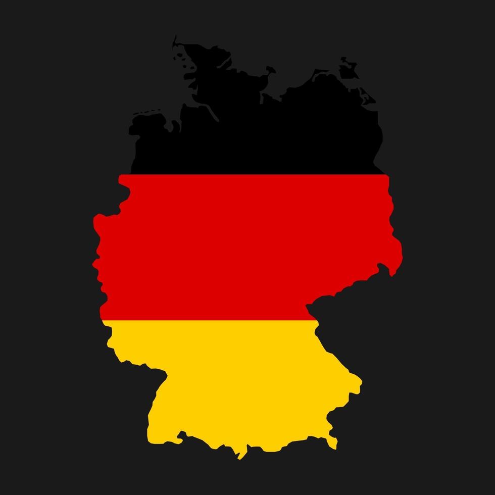 Deutschland Karte Silhouette mit Flagge auf schwarzem Hintergrund vektor