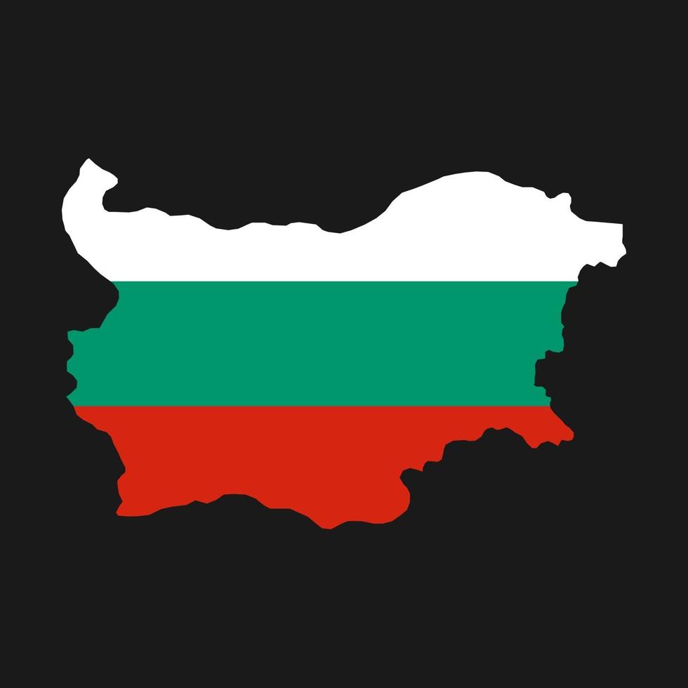 Bulgarien Karte Silhouette mit Flagge auf schwarzem Hintergrund vektor