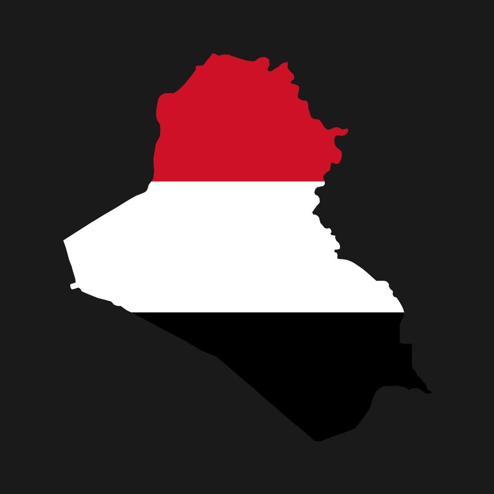 Irak Karte Silhouette mit Flagge auf schwarzem Hintergrund vektor