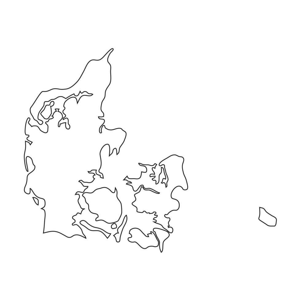 Karte von Dänemark. Silhouette auf weißem Hintergrund. vektor
