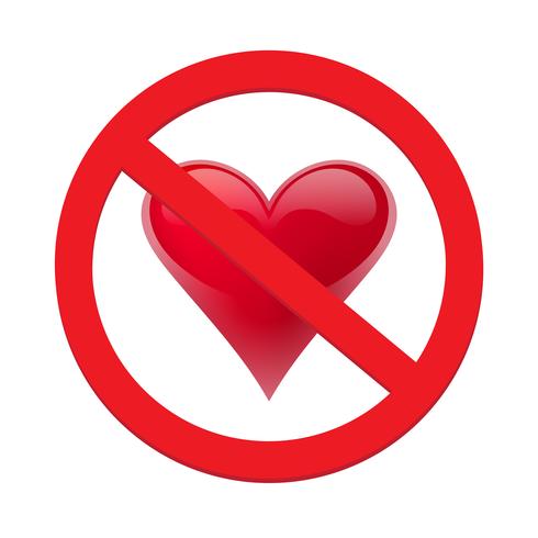 Ban Liebe Herz. Symbol der verbotenen und aufhören Liebe vektor