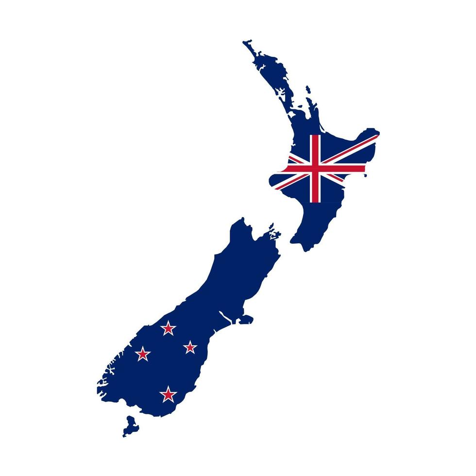 Neuseeland Karte Silhouette mit Flagge auf weißem Hintergrund vektor
