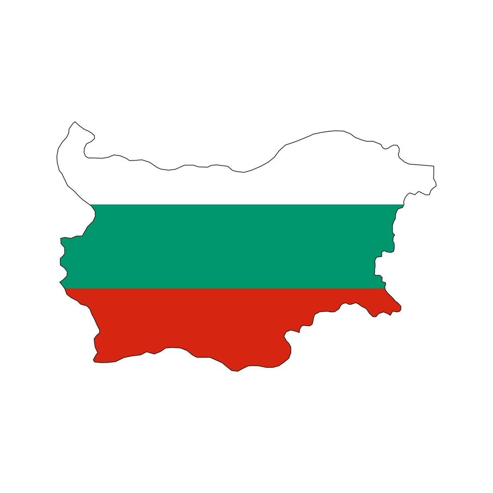 bulgarien karta silhuett med flagga på vit bakgrund vektor