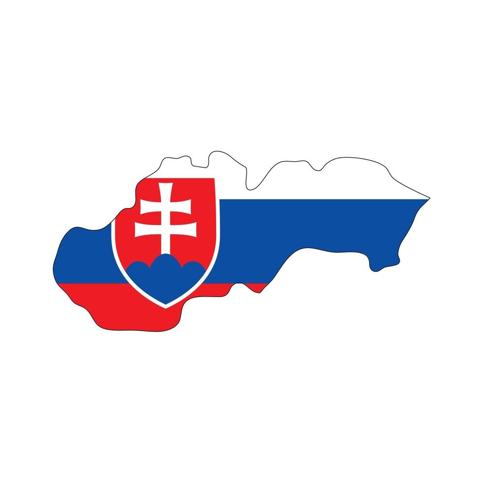 slovakien karta silhuett med flagga på vit bakgrund vektor