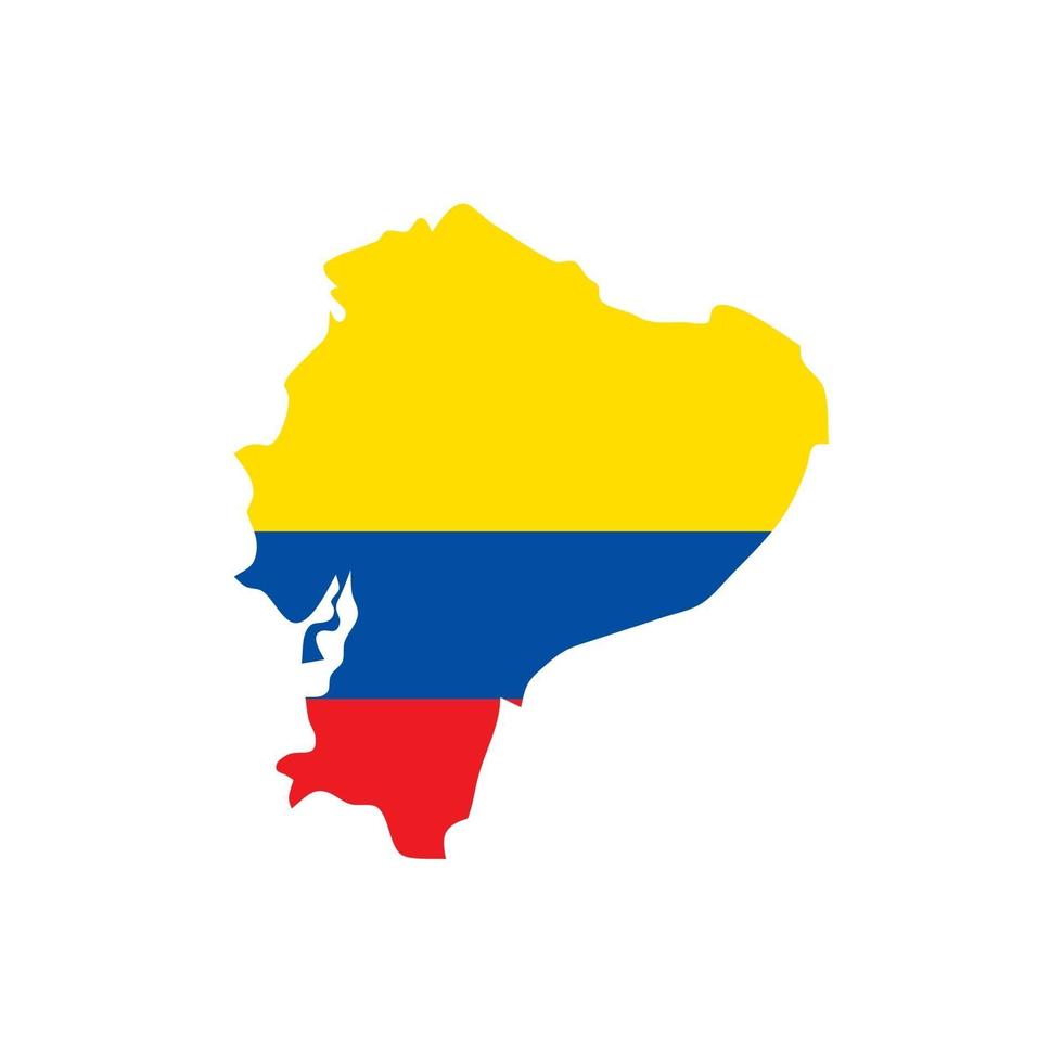 Republik Ecuador Karte Silhouette mit Flagge auf weißem Hintergrund vektor