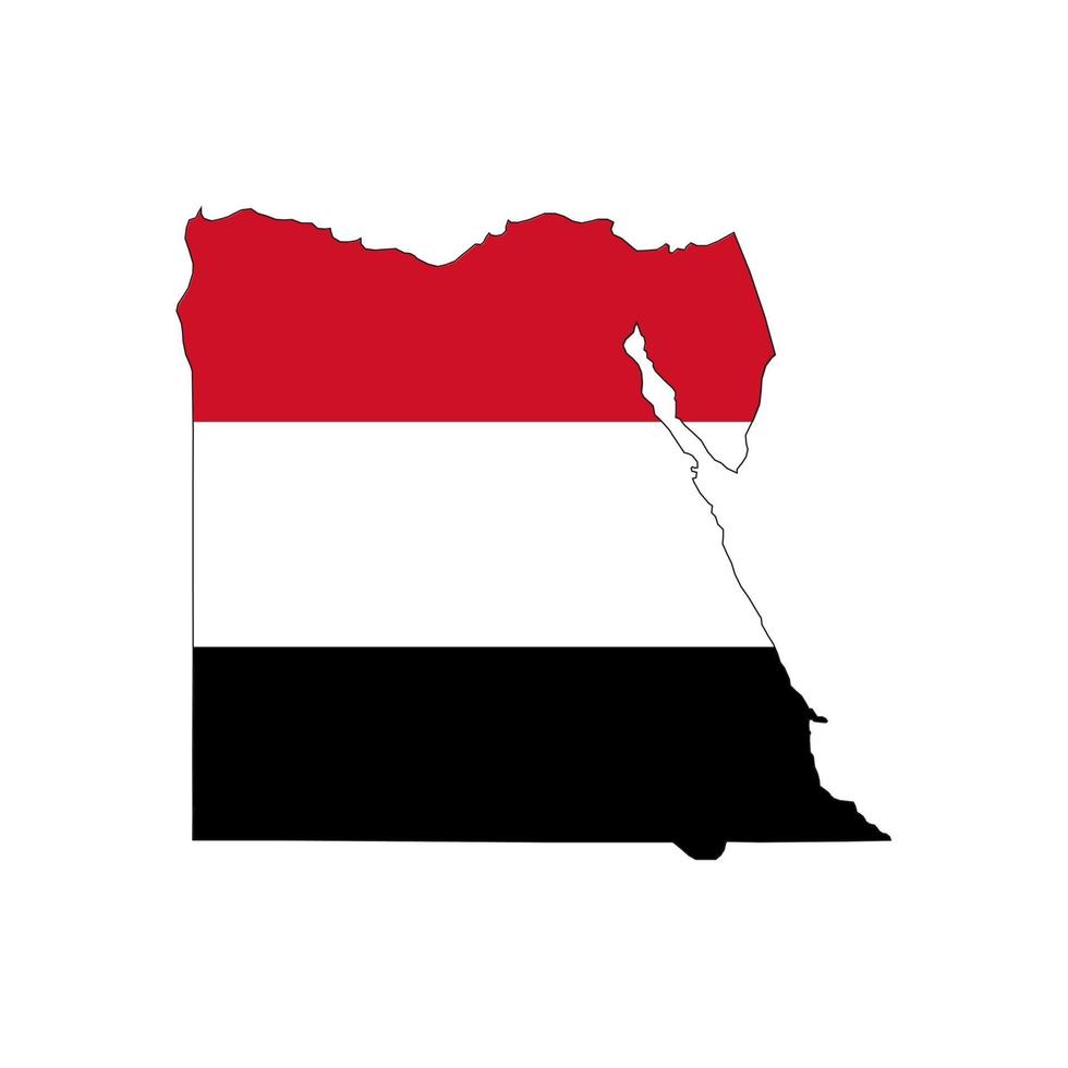 egypten karta siluett med flagga på vit bakgrund vektor