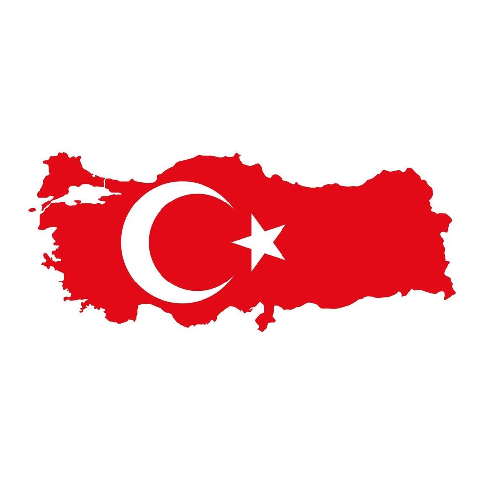 Turkiet karta siluett med flagga på vit bakgrund vektor