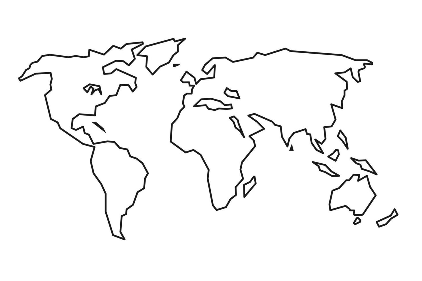 enkel världskarta i platt stil isolerad på vit bakgrund. vektor