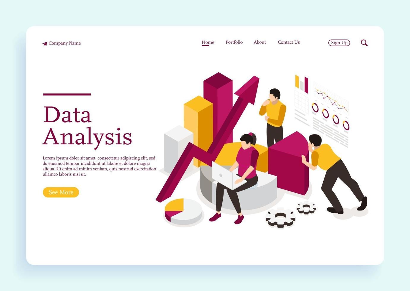 Charaktere, die mit Datenvisualisierung und -analyse arbeiten vektor