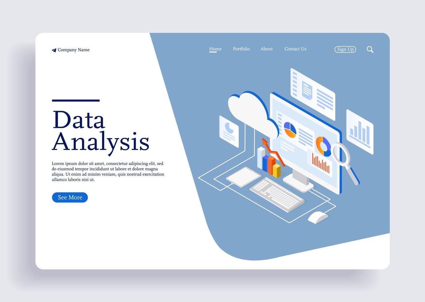 modern platt design isometrisk koncept för dataanalys vektor