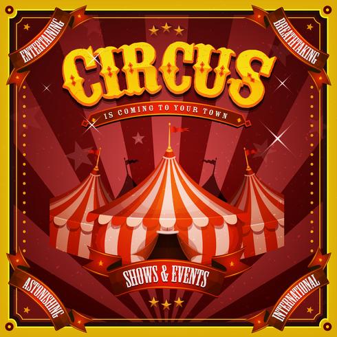 Vintage cirkusaffisch med stor topp vektor