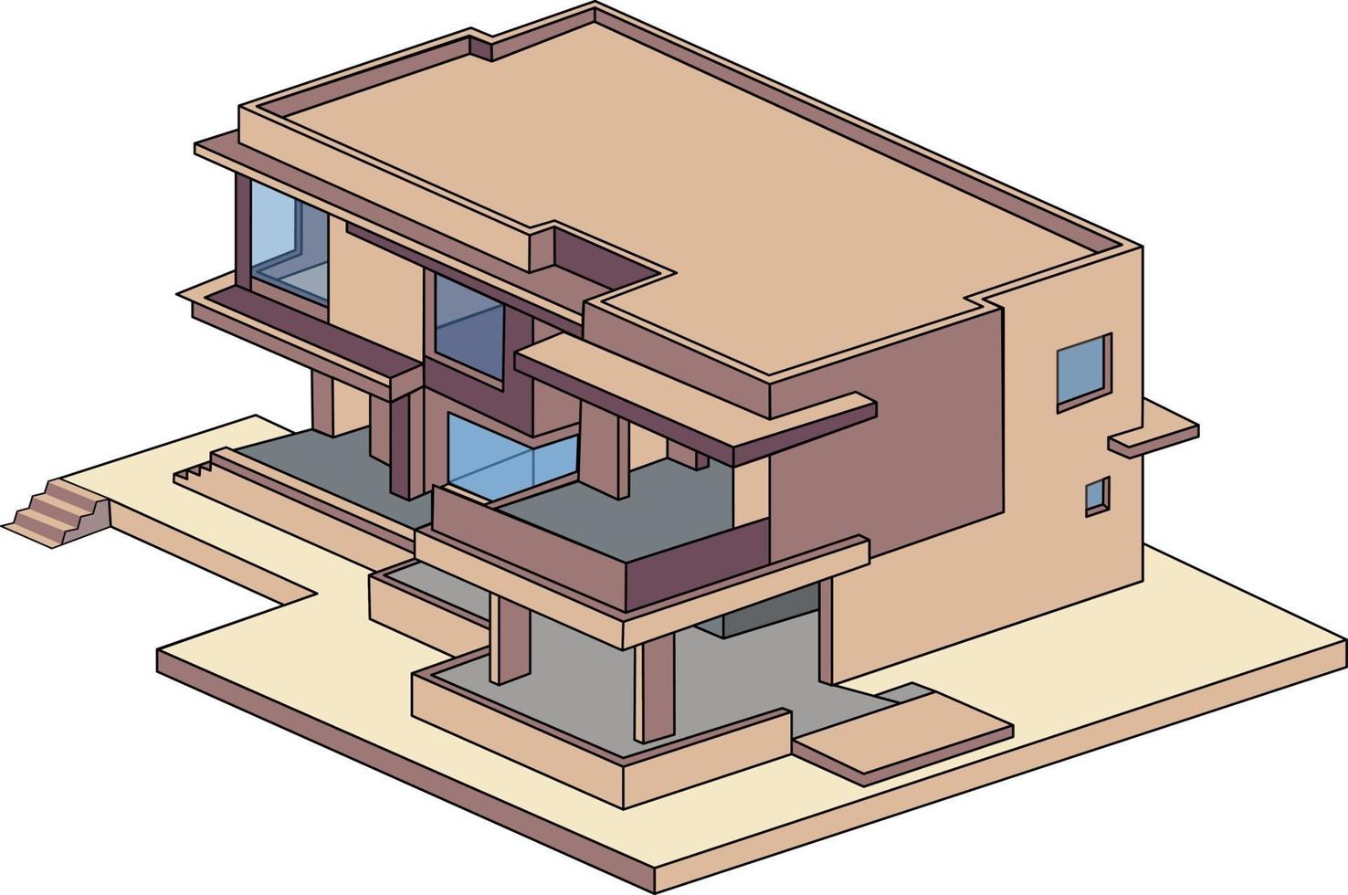 isometrische Hausbau-Vektor-Illustration vektor