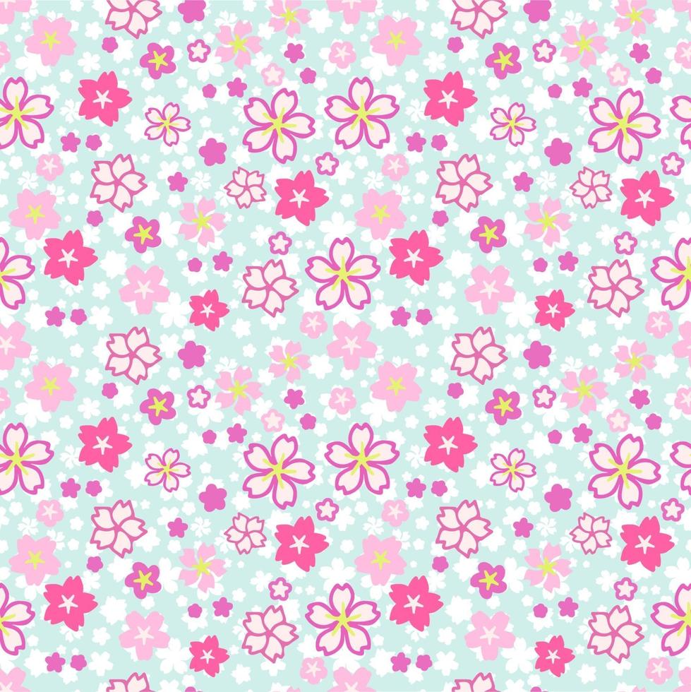 rosa lilla körsbärsblom sömlösa mönster, sakura blomma vektor