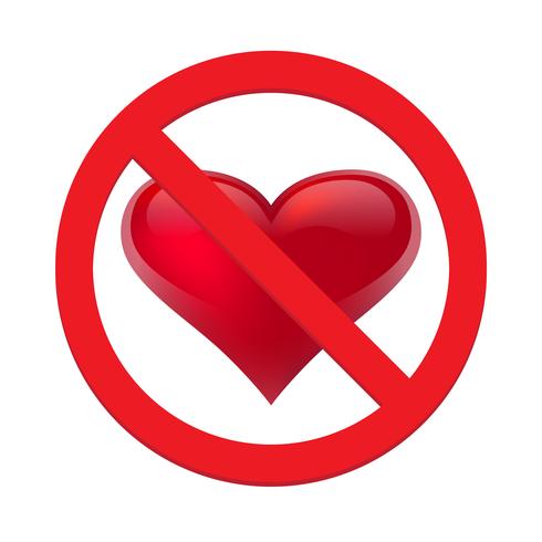 Ban Liebe Herz. Symbol der verbotenen und aufhören Liebe vektor