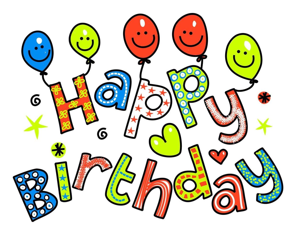 födelsedagsfest firande text titel doodle bokstäver vektor