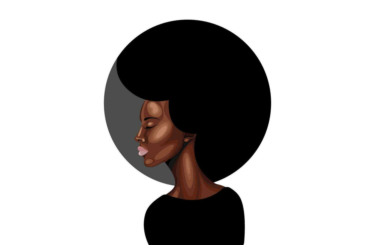 Porträt von afrikanisch amerikanisch Frau mit afro lockig Haar, ethnisch Schönheit Logo Design, Vektor isoliert oder Weiß Hintergrund