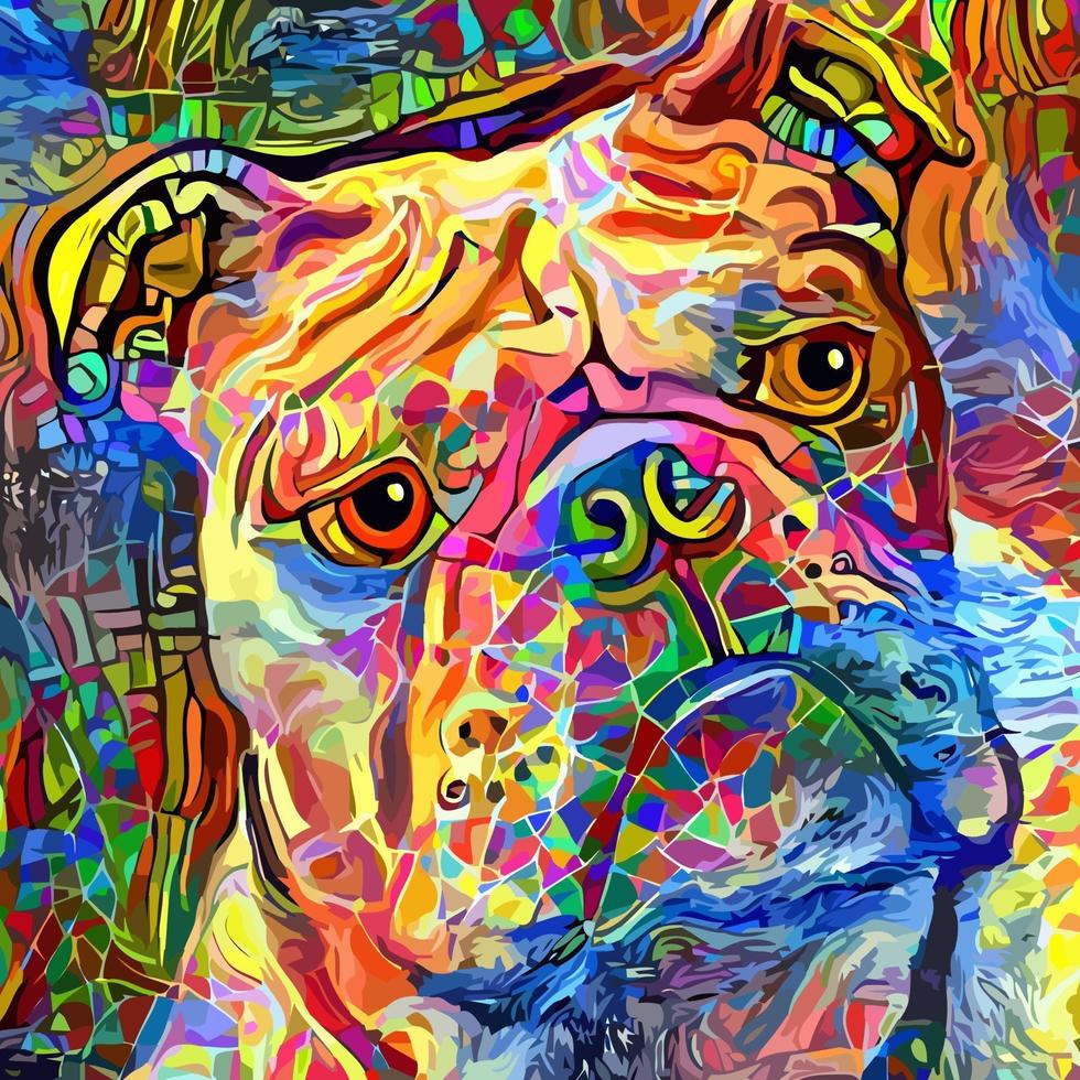 abstraktes Bulldoggenporträt künstlerische geometrische Malerei vektor