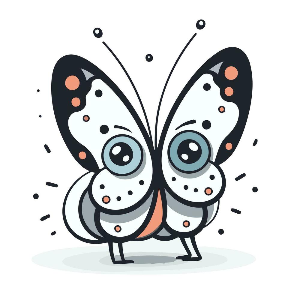 Schmetterling mit süß Gesicht und groß Augen. Vektor Illustration.