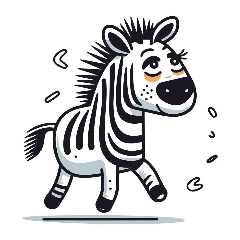 zebra löpning vektor illustration. söt zebra tecknad serie karaktär.