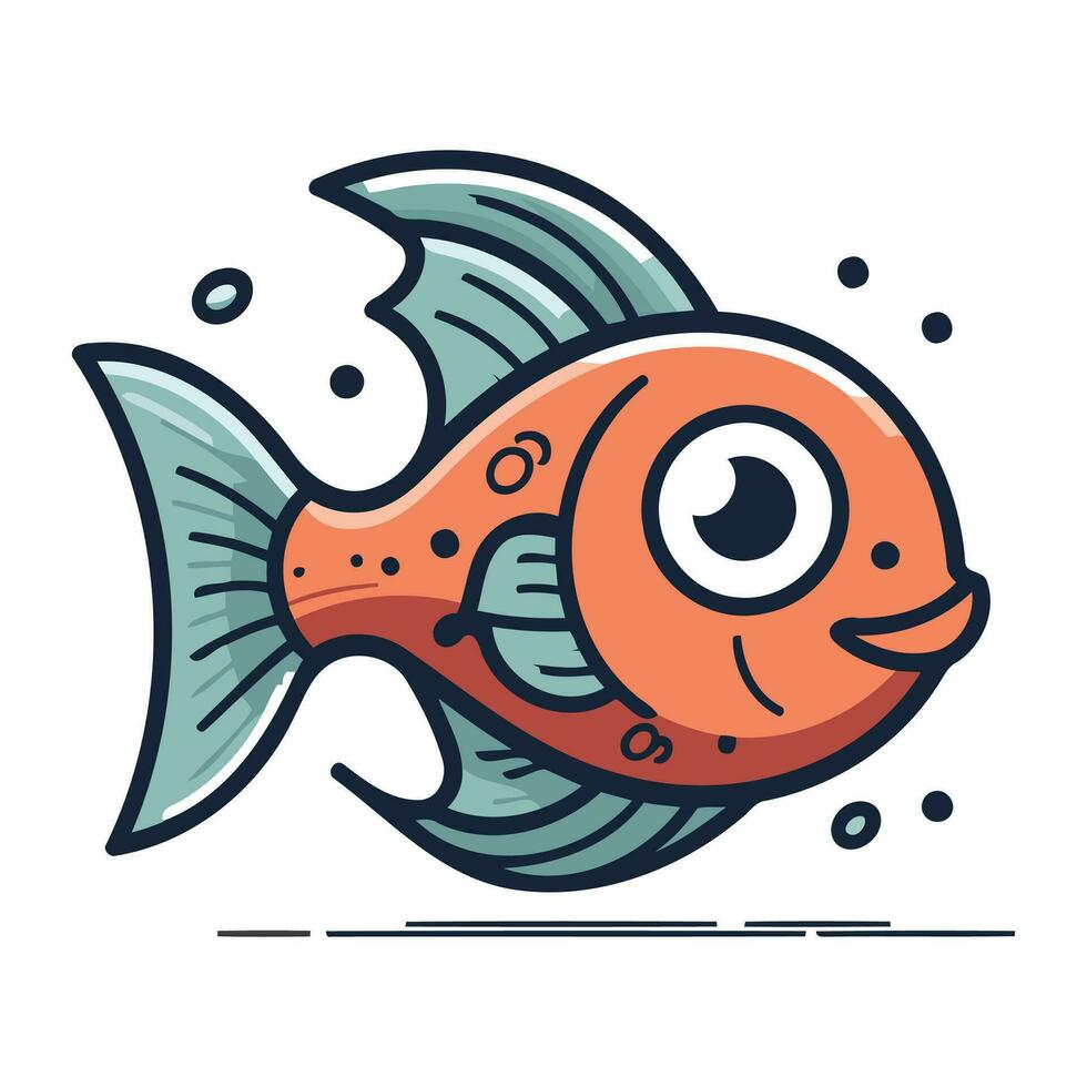 tecknad serie rolig fisk. färgrik vektor illustration på vit bakgrund.