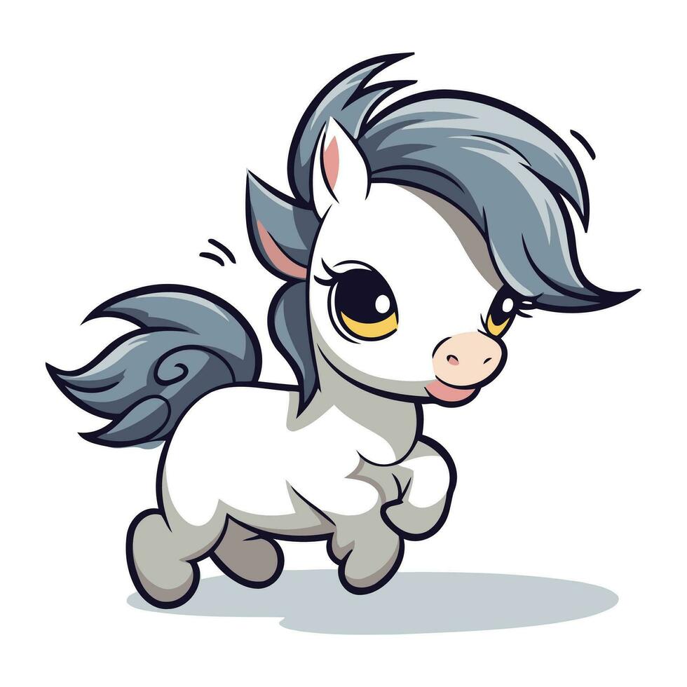 süß wenig Pony Karikatur Charakter. Vektor Illustration auf Weiß Hintergrund.