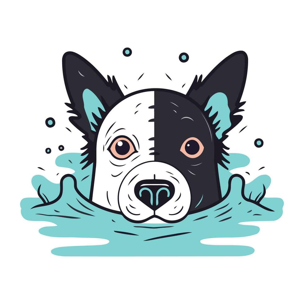 süß Hund Schwimmen im Wasser. Vektor Illustration im Karikatur Stil.