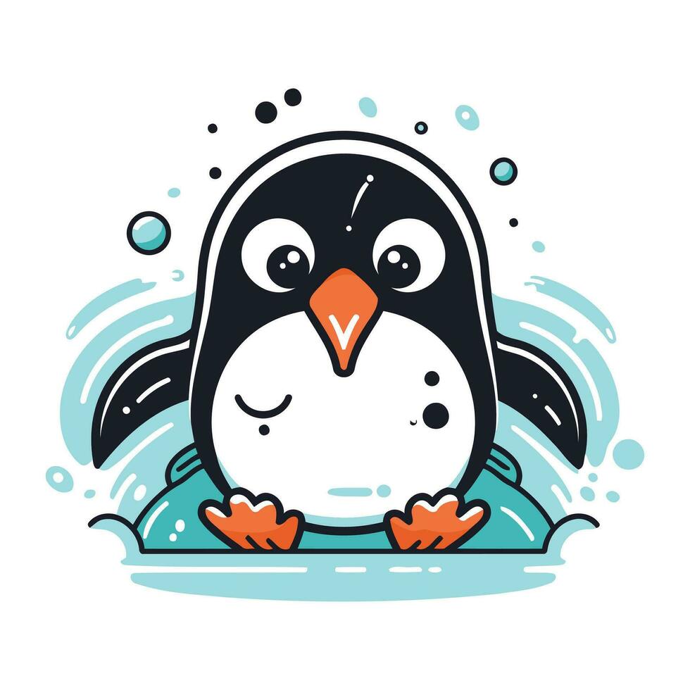 süß Pinguin im Wasser. Vektor Illustration im Karikatur Stil.