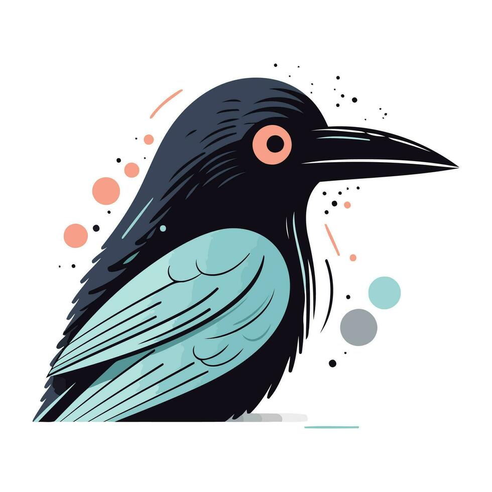 Vektor Illustration von ein schwarz Krähe. süß Hand gezeichnet Vogel.
