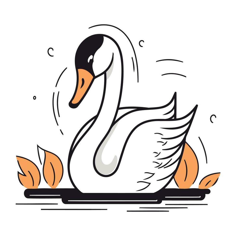 Schwan auf das See. Vektor Illustration von ein Schwan.