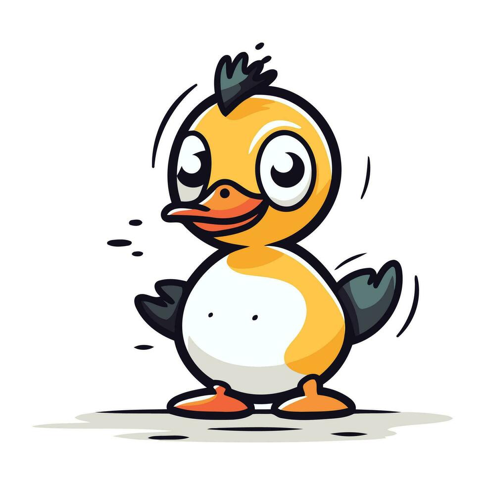 süß Karikatur Ente isoliert auf ein Weiß Hintergrund. Vektor Illustration.
