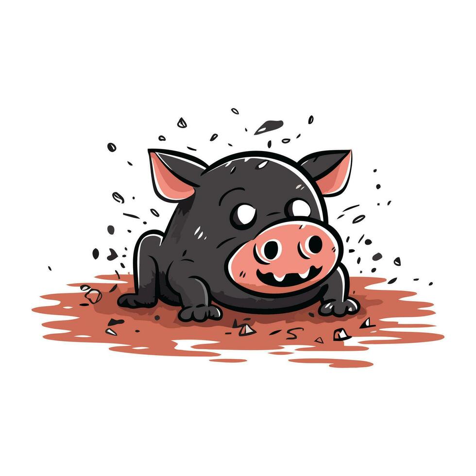 Vektor Illustration von ein Schwein im das Schlamm auf ein Weiß Hintergrund.