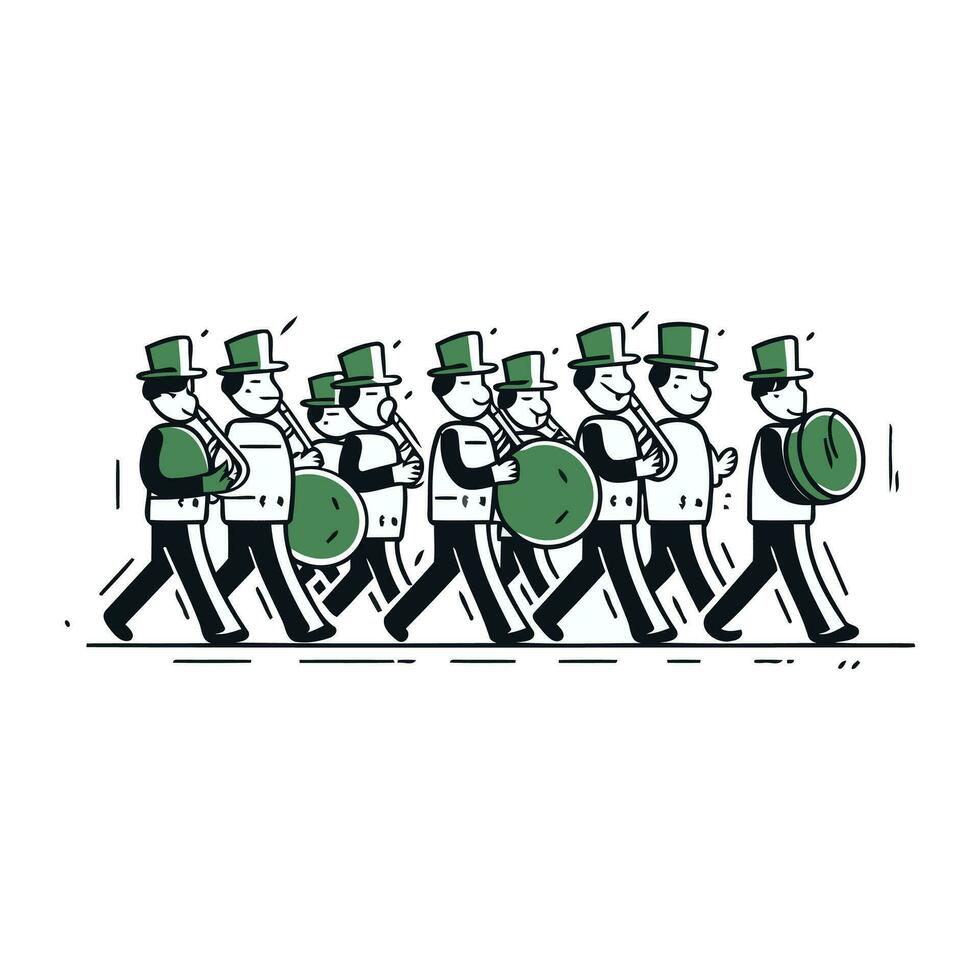 vektor illustration av en marscherande band. stiliserade bild av en marscherande band.